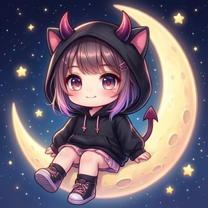 Chibi Devil Horns Moon