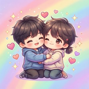 Chibi Hug Hearts