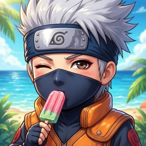 Chibi Kakashi Eating Popsicle