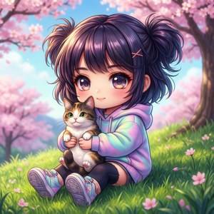 Chibi Miyamura with Cat
