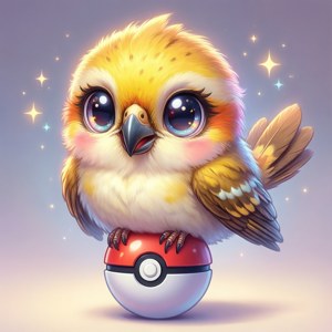 Chibi Spearow on Poké Ball