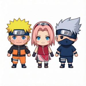 Chibi Team 7 Vector