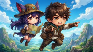 Chibi Xiao and Paimon