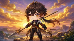 Chibi Xiao at Sunset
