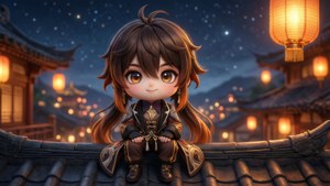 Chibi Xiao in Liyue Night