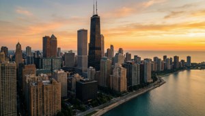 Chicago Skyline Sunset