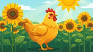 Chicken in Sunflowers