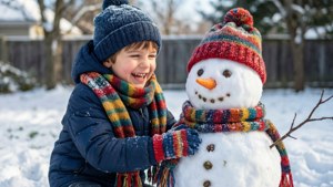 Child Building Snowman