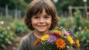 Child Giving Flowers