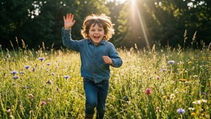 Child in Flower Field