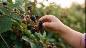 Child Picking Blackberries