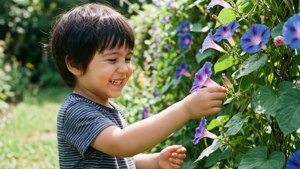 Child Picking Flower
