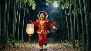 Child Running Through Bamboo