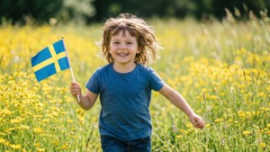Child Running with Flag