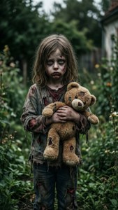 Child Zombie with Teddy Bear