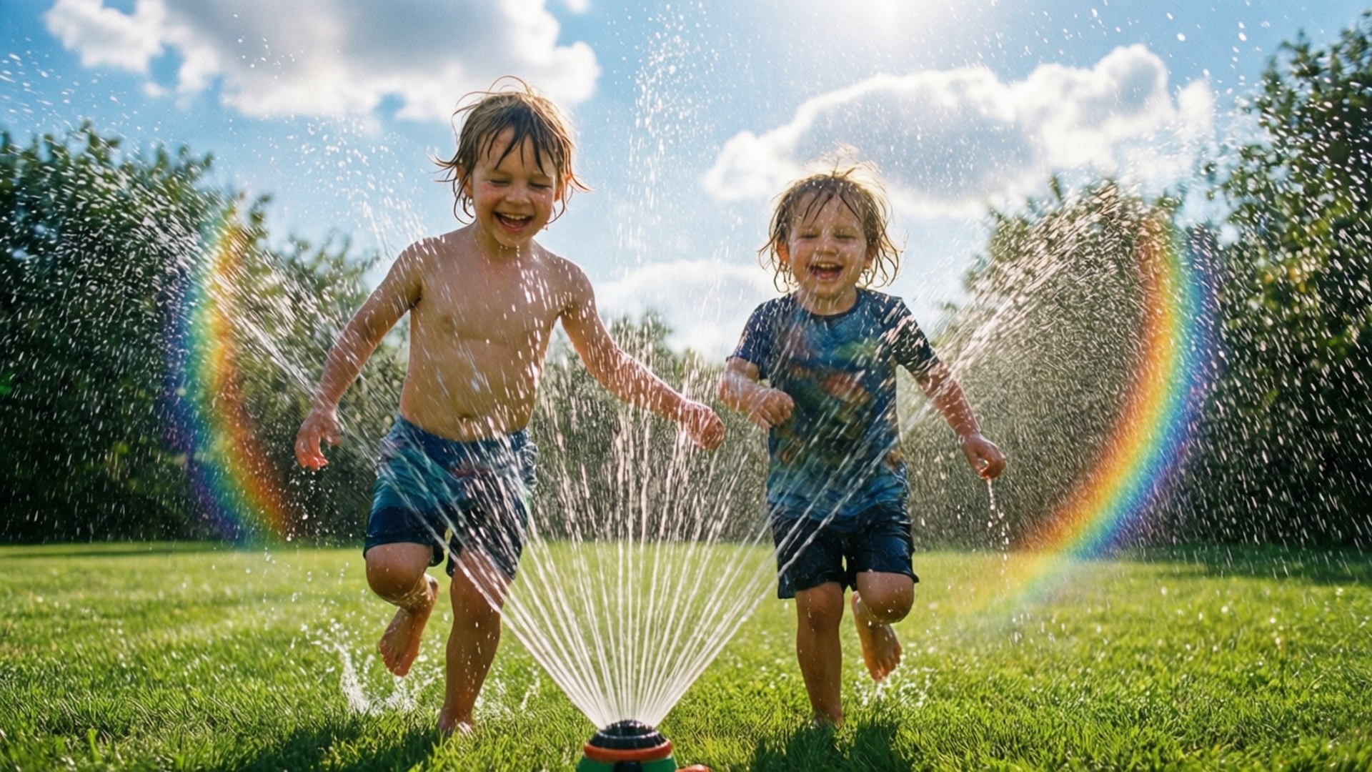 Children Sprinkler Fun by Wallpapers.art Studio