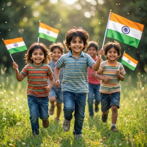 Children with Flags