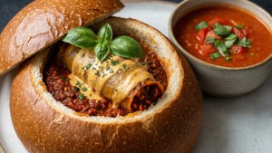 Chili Relleno with Tomato Soup