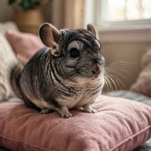 Chinchilla on Cushion