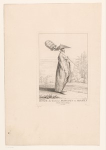 Chinese man met strooien hoed en parasol