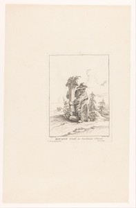 Chinese tuinman, zittend in een landschap