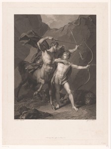 Chiron onderricht Achilles in het boogschieten