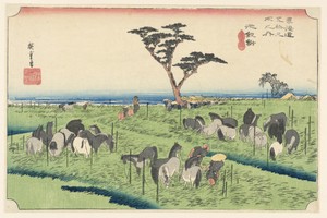 Chiryu, The Horse Fair, in The Fifty-Three Stations of the Tokaido Road (Tokaido Gojusan Tsugi-no Uchi)