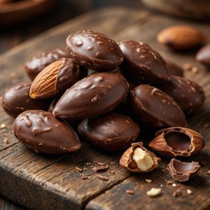 Chocolate Almonds Close-Up