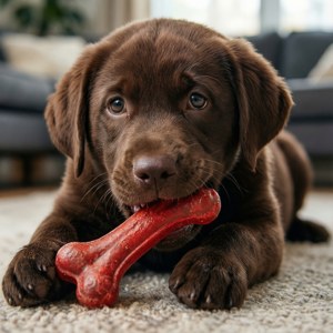 Chocolate Lab Puppy with Toy