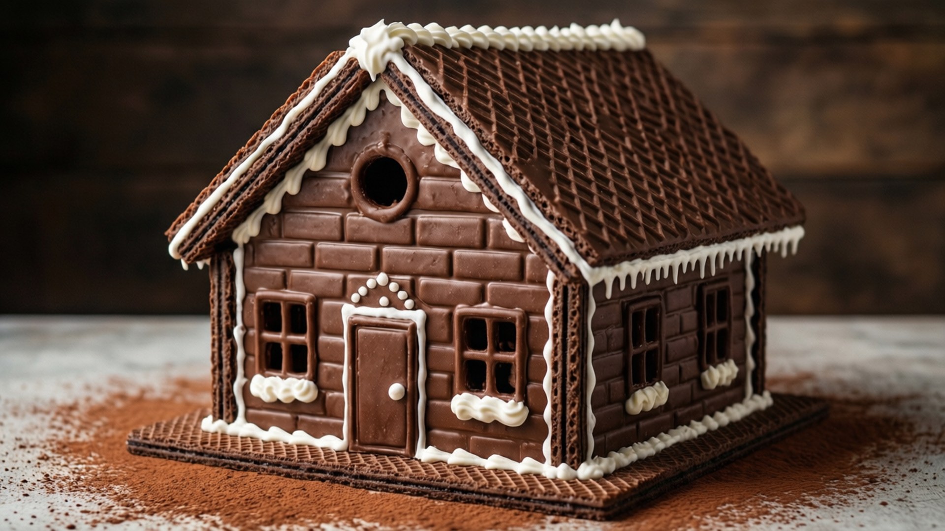 Chocolate Wafer Gingerbread House by Wallpapers.art Studio