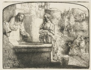 Christ and the woman of Samaria: an arched print