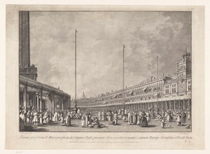 Christelijke processie onder de galerijen rond het San Marco Plein