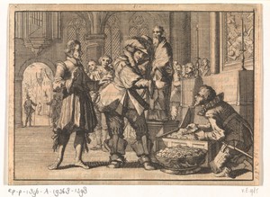 Christiaan, hertog van Brunswijk, vindt in de Dom van het door hem veroverde Paderborn schatten waaronder het gouden beeld van Liborius, 1622