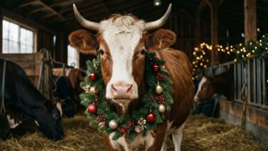 Christmas Barn Cow