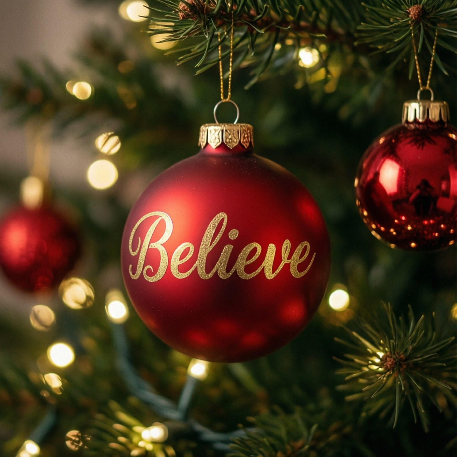 Christmas Believe Ornament by Wallpapers.art Studio