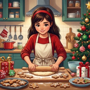 Christmas Cookie Baking Girl