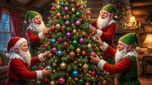 Christmas Elves Decorating