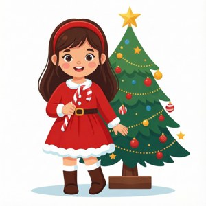Christmas Girl with Candy Cane