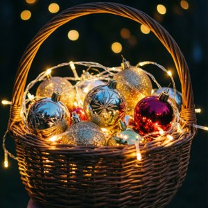 Christmas Ornament Basket Glow