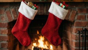 Christmas Stockings by Fireplace