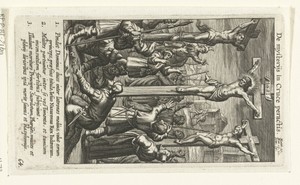 Christus aan het kruis en dobbelende soldaten