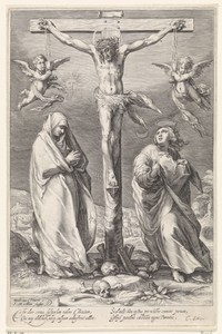 Christus aan het kruis, met Johannes en Maria