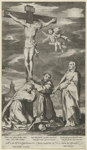 Christus aan het kruis, met Maria, de H. Franciscus en de H. Catharina van Siena