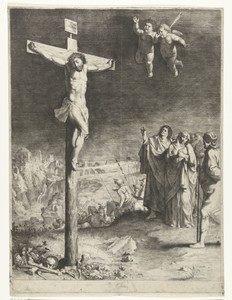 Christus aan het kruis met treurende Maria en Johannes