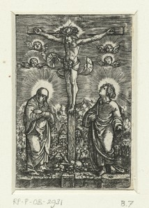 Christus aan het kruis tussen Maria en Johannes