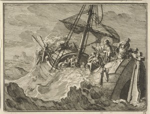 Christus beveelt op zee de wind en golven te bedaren