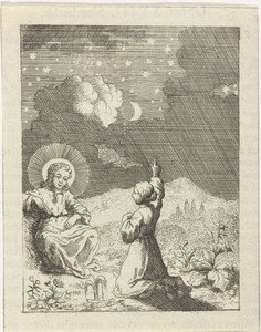 Christus en de gepersonifieerde ziel aanschouwen de sterrenhemel