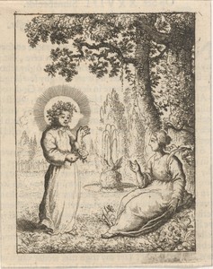Christus en de gepersonifieerde ziel bij een fontein