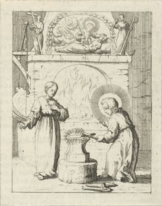 Christus en de gepersonifieerde ziel in een smidse