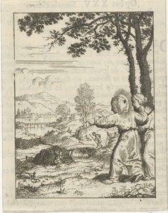 Christus en de gepersonifieerde ziel, uitkijkend over een landschap